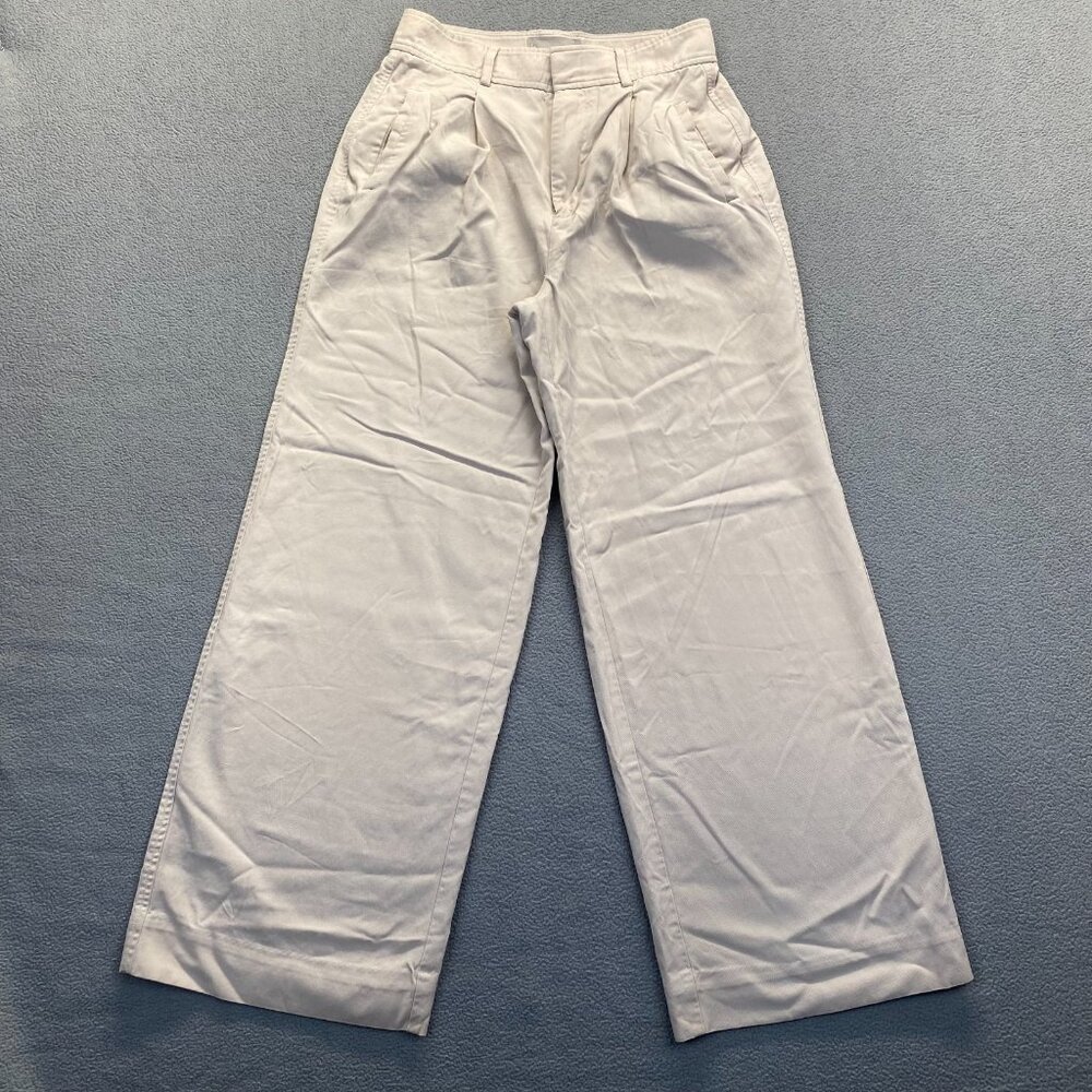Everlane Wide Leg,Dress Pants Women’s Size 2 SMALL,Pleated,Pockets,Zipper,Beige